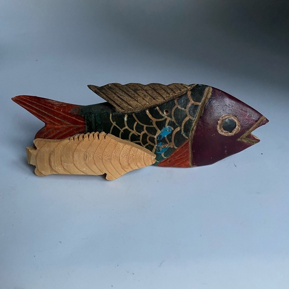 Handmade | Accents | Carved Wooden Fish Set Of Two | Poshmark
